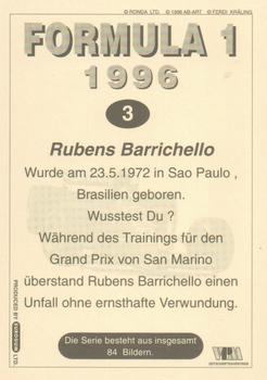 1996 Eurogum Formula 1 #3 Rubens Barrichello Back