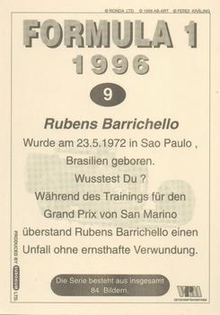 1996 Eurogum Formula 1 #9 Rubens Barrichello Back