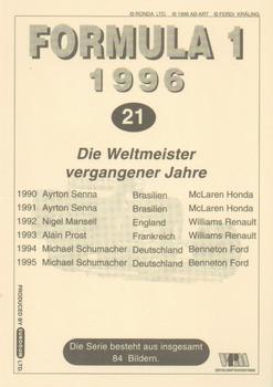 1996 Eurogum Formula 1 #21 Die Weitmmeister Vergangener Jahre Back