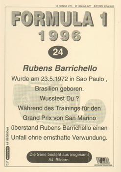 1996 Eurogum Formula 1 #24 Rubens Barrichello Back