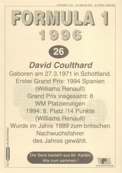 1996 Eurogum Formula 1 #26 David Coulthard Back