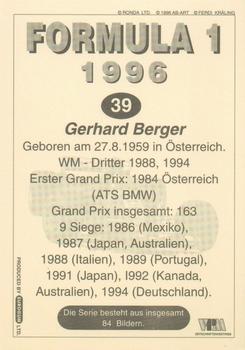 1996 Eurogum Formula 1 #39 Gerhard Berger Back