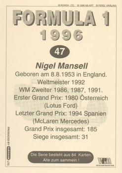 1996 Eurogum Formula 1 #47 Nigel Mansell Back