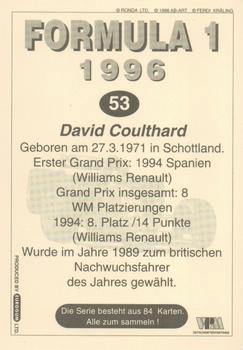 1996 Eurogum Formula 1 #53 David Coulthard Back