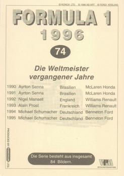 1996 Eurogum Formula 1 #74 Die Weitmmeister Vergangener Jahre Back