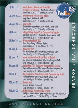 2001 Select Series #NNO Schedule Front