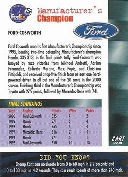 2001 Select Series #NNO Ford Cosworth Manufacturer's Champion Back