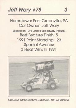 1992 K & W Lynda's Speedway Micro-Sprint #3 Jeff Wary Back