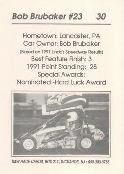 1992 K & W Lynda's Speedway Micro-Sprint #30 Bob Brubaker Back