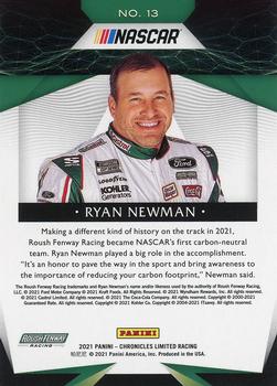 2021 Panini Chronicles - Limited Red #13 Ryan Newman Back