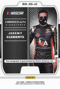 2021 Panini Chronicles - Obsidian Signatures #OS-JC Jeremy Clements Back