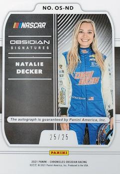 2021 Panini Chronicles - Obsidian Signatures Electric Etch Pink #OS-ND Natalie Decker Back