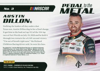 2021 Panini Chronicles - Pedal to the Metal Red #3 Austin Dillon Back