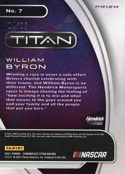 2021 Panini Chronicles - Titan Purple #7 William Byron Back