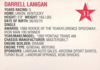 1992 Stars Arizona Sport Shirts #31 Darrell Lanigan Back