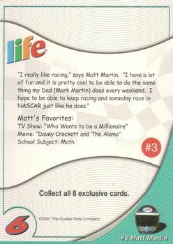 2001 Life Mark & Matt Martin #3 Matt Martin Back