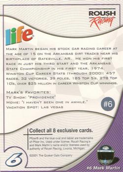 2001 Life Mark & Matt Martin #6 Mark Martin Back