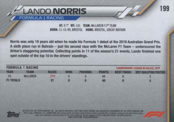 2020 Topps Chrome Formula 1 - 70th Anniversary Orange #199 Lando Norris Back
