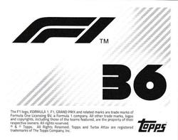 2021 Topps F1 Stickers #36 Max Verstappen Back