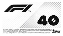 2021 Topps F1 Stickers #40 Max Verstappen Back