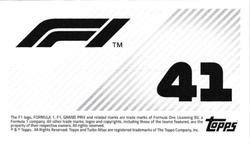 2021 Topps F1 Stickers #41 Max Verstappen Back