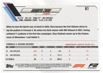2021 Topps Chrome Formula 1 #61 Guanyu Zhou Back