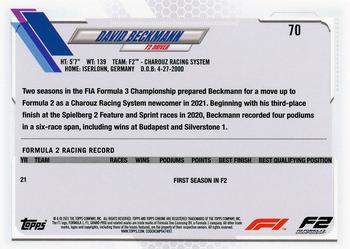 2021 Topps Chrome Formula 1 #70 David Beckmann Back