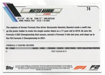 2021 Topps Chrome Formula 1 #74 Matteo Nannini Back