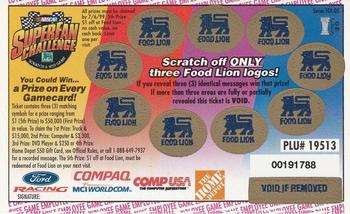 1999 Food Lion NASCAR SuperFan Challenge Game - Employee Game Parallel #NNO Matt Kenseth Back