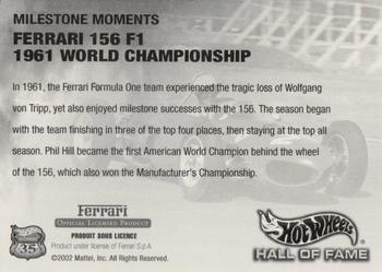 2003 Hot Wheels Hall of Fame Series #B0929 Ferrari P156 F1 Back