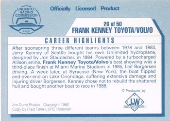 1992 APBA Thunder on the Water #26 Frank Kenney Toyota/Volvo Back