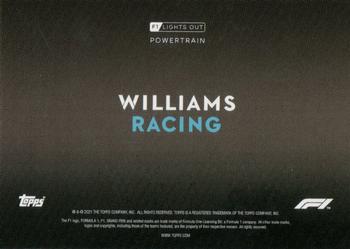 2021 Topps Formula 1 Lights Out #NNO Williams Racing Back