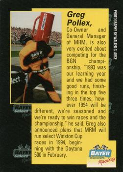 1994 Bayer Select Racing #NNO Greg Pollex Back