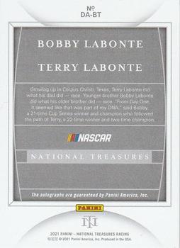 2021 Panini National Treasures - Dual Autographs #DA-BT Bobby Labonte / Terry Labonte Back