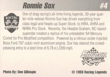 1992 Racing Legends IHRA #4 Ronnie Sox Back