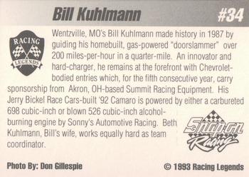 1992 Racing Legends IHRA #34 Bill Kuhlmann Back