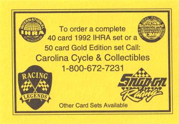1992 Racing Legends IHRA #NNO Order Form Back