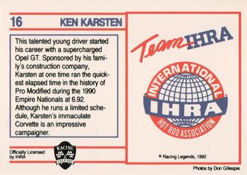 1991 Racing Legends IHRA #16 Ken Karsten Back