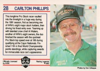 1991 Racing Legends IHRA #28 Carlton Phillips Back