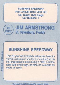 1993 Big League Sunshine Speedway #03 B387 Jim Armstrong Back