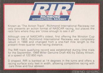 1993 Racing Champions Track Series #02102RC Richmond Back