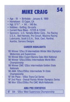 1988 SC Racing Motocross #54 Mike Craig Back