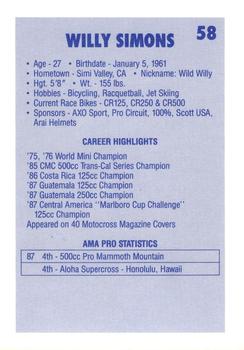 1988 SC Racing Motocross #58 Willy Simons Back