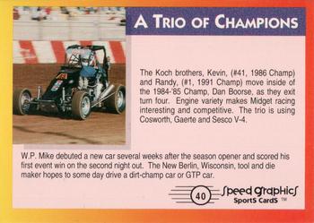 1992 Badger Midget Speed Graphics Sports Cards #40 Trio of Champions Back