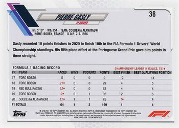 2021 Topps Formula 1 - Checkered Flag #36 Pierre Gasly Back