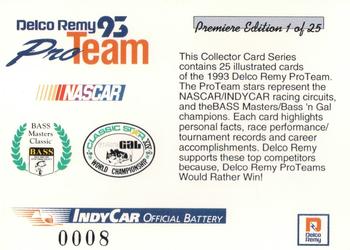 1993 Delco Remy Pro Team #1 Cover Card Back