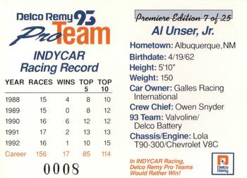 1993 Delco Remy Pro Team #7 Al Unser Jr. Back