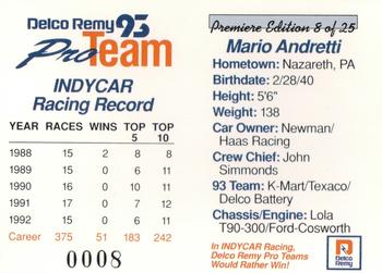 1993 Delco Remy Pro Team #8 Mario Andretti Back