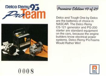 1993 Delco Remy Pro Team #10 NASCAR Series Back