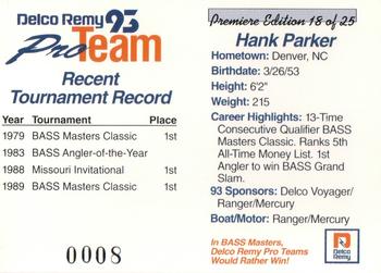 1993 Delco Remy Pro Team #18 Hank Parker Back